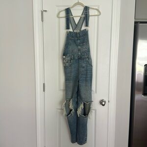 Free People Distressed Overalls